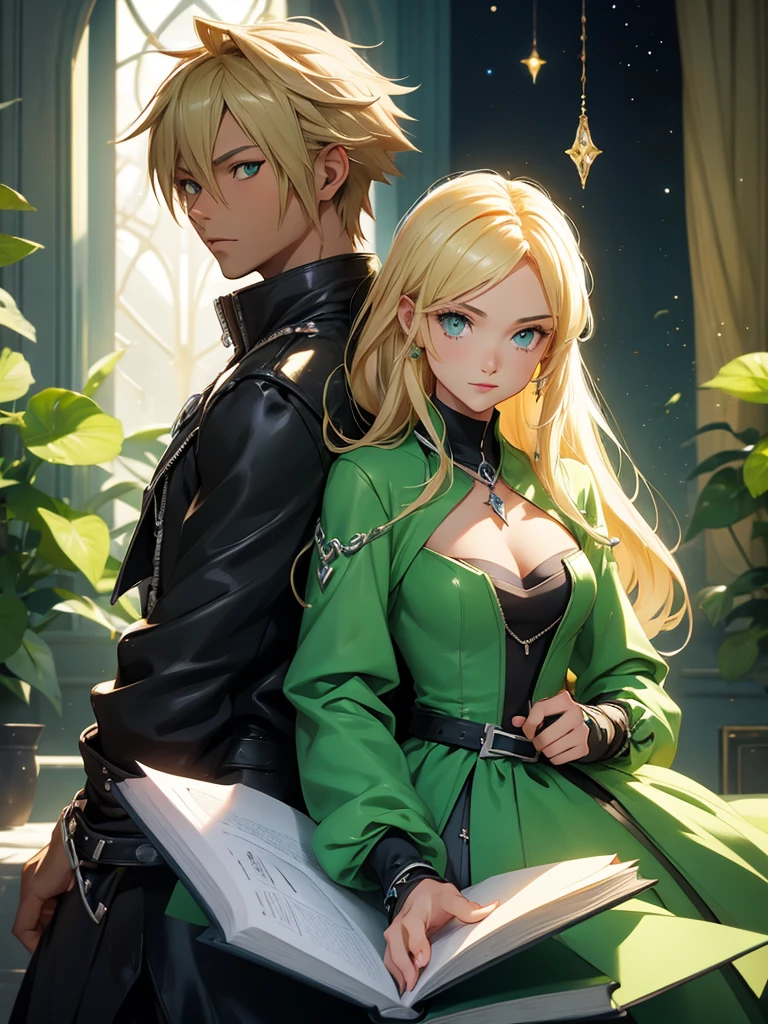 Homme noir metisse avec femme blonde aux yeux vert, romance , couple, univers Kingdom Hearts, dessin manga anime realiste
