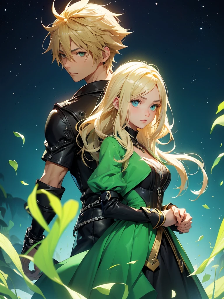 Homme noir metisse avec femme blonde aux yeux vert, romance , couple, univers Kingdom Hearts, dessin manga anime realiste