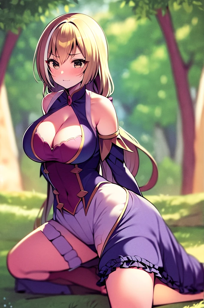 Kyaru, huge breasts, anime style, cleavage, sexy princess dress