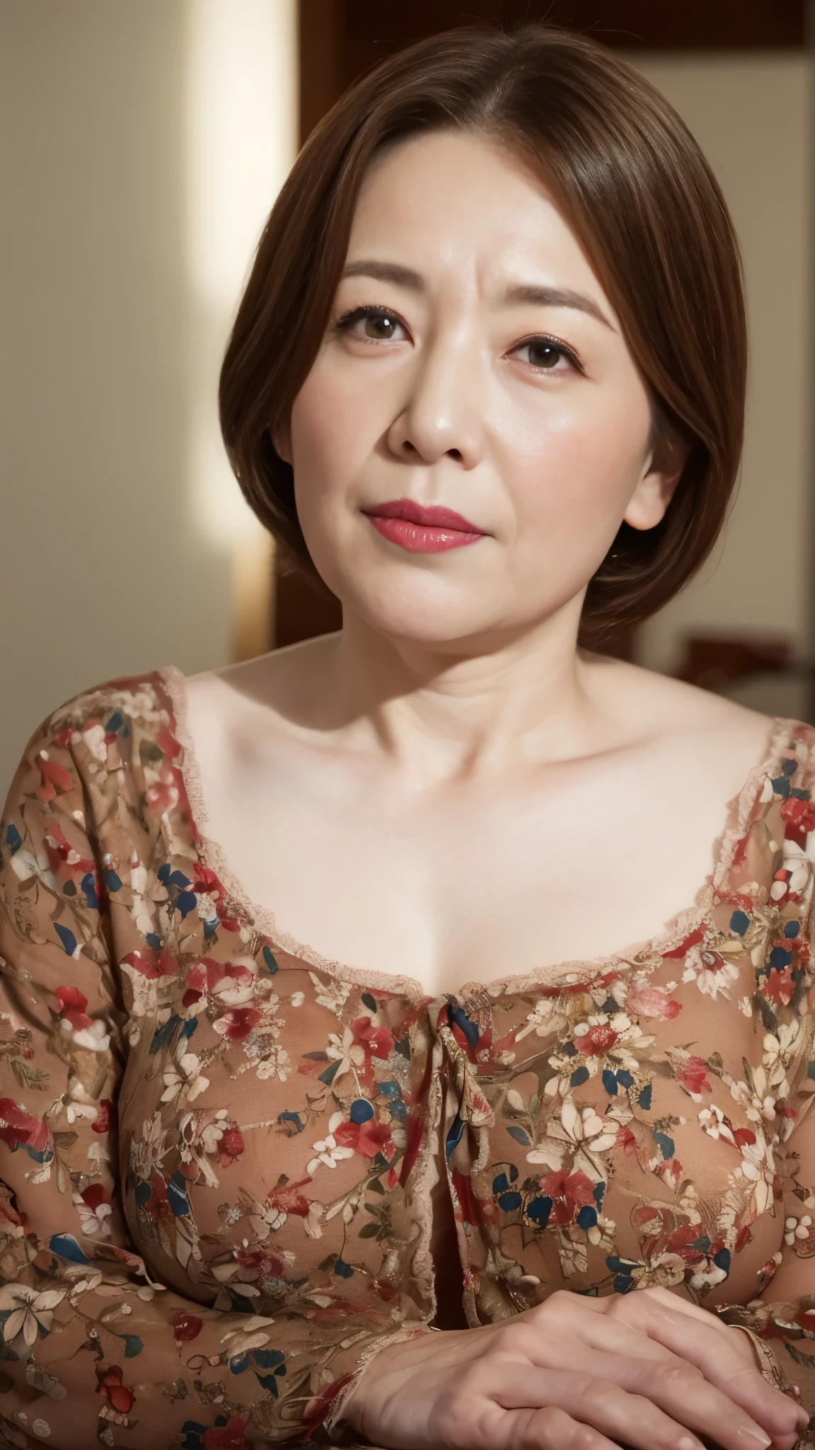 Mature Woman, 120 years old, Japanese painting, senior citizen, Eyes meet, Draw lips correctly, Red lipstick, Unbalanced large breasts, Abnormally large breasts, Super big breasts, 16K, Highest quality, Very detailed, Erotic, Very detailed肌, (Japanese), alone, Huge breasts, Mature Madam, Glamour, sexy, Chromo White Skin, Staring straight ahead,