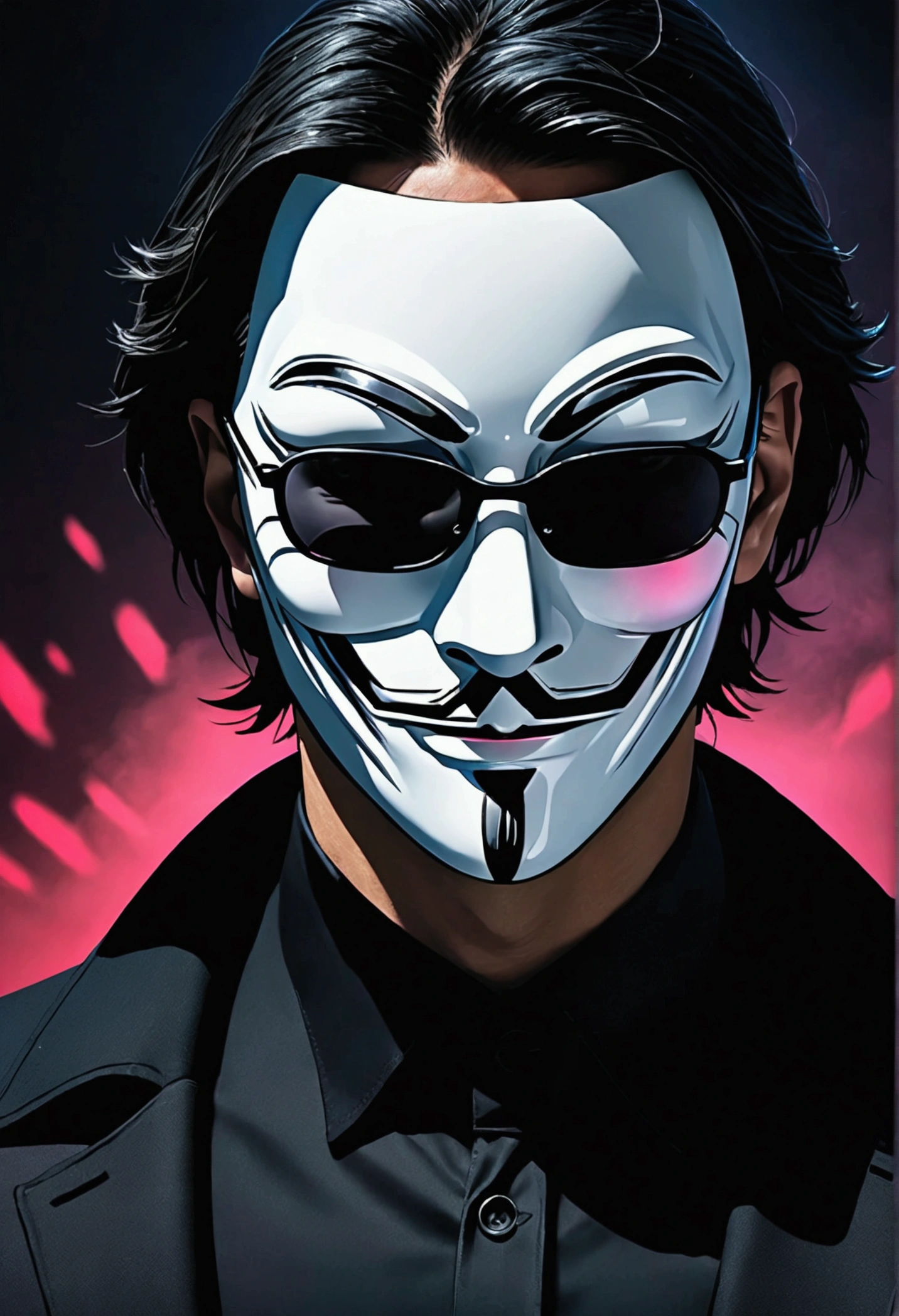 sharp man with mask and sunglasses, hq 4k phone wallpaper, anonymous mask, anonymous, hacker