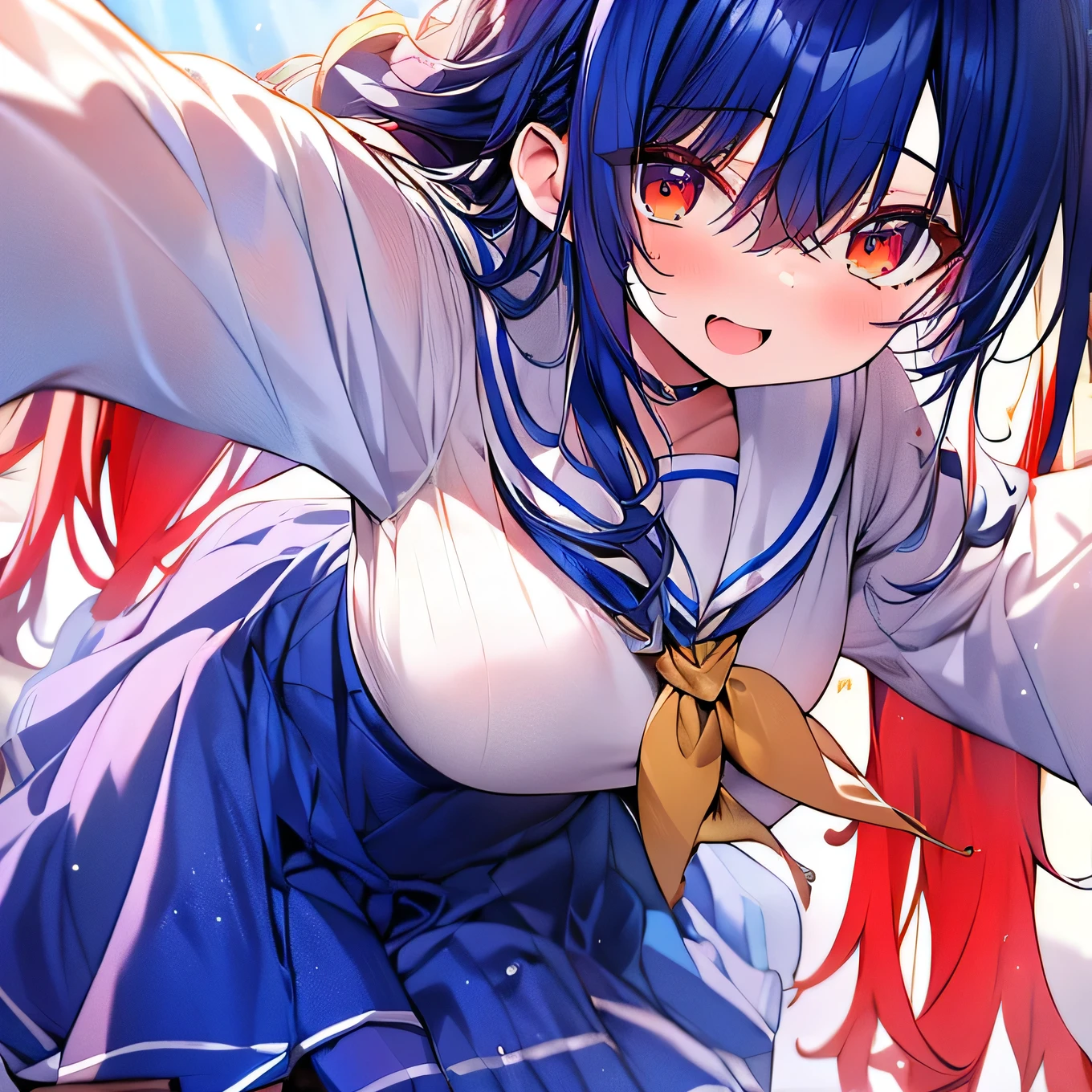Take anime《Don't be Oni-chan》Nakao Yama Maho is the prototype,Cross your hands at the waist,grin,Side shooting angle,Oyama Shinso's original painting style,Draw the whole body。