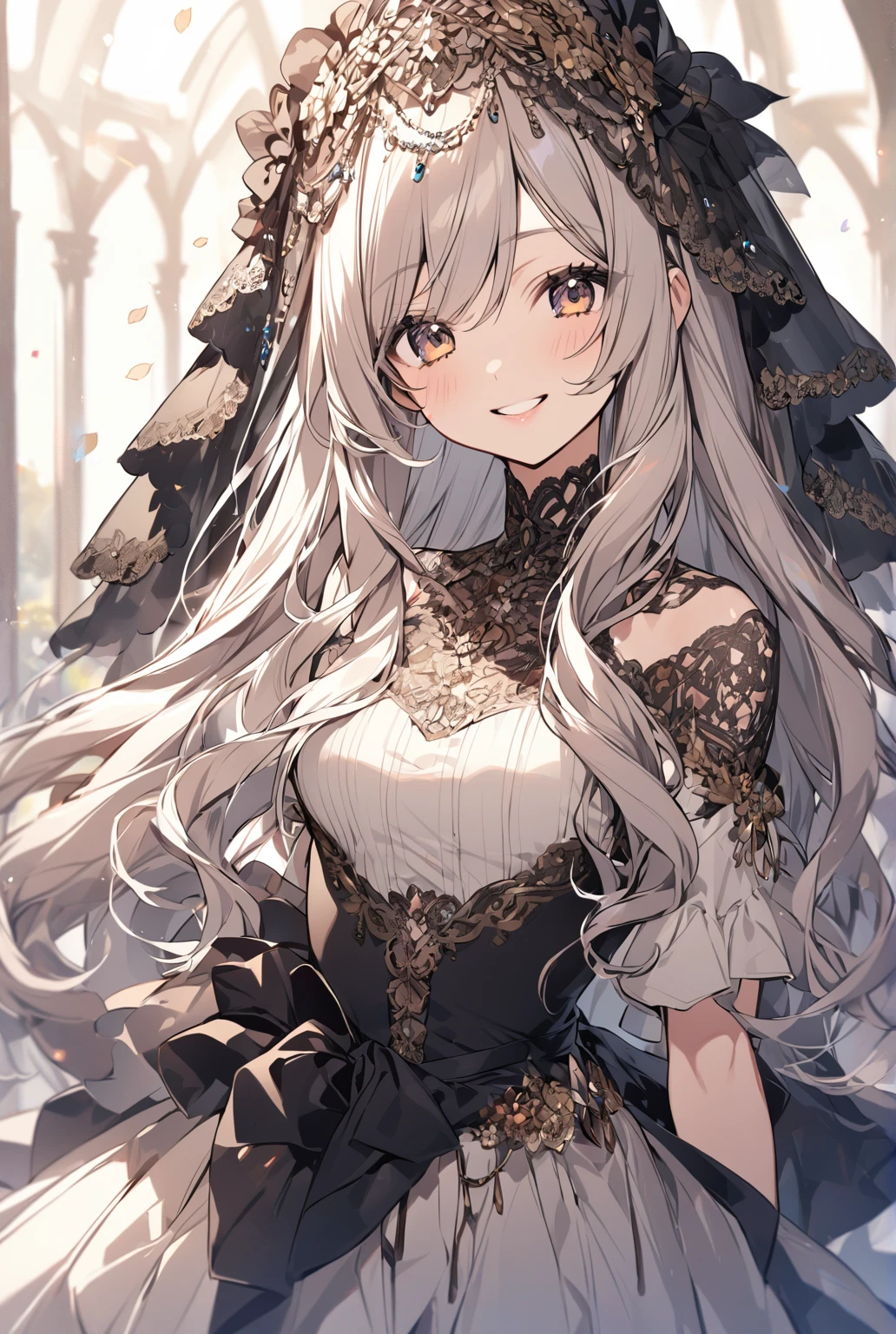 Wearing a veil,Cute woman with a smile,Long Hair
