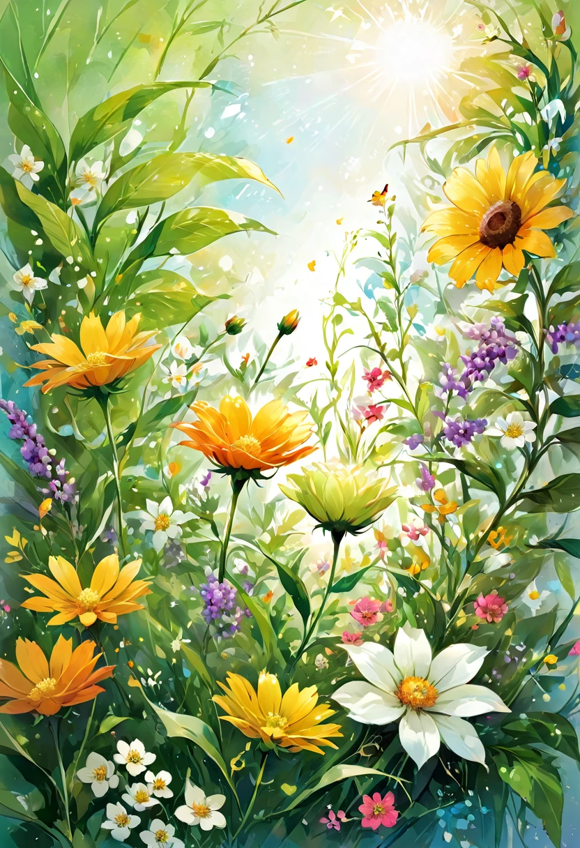 Invite : Une prairie vibrante en pleine floraison, avec des fleurs colorées se balançant doucement dans la brise, incarne l'essence du bonheur floral.
