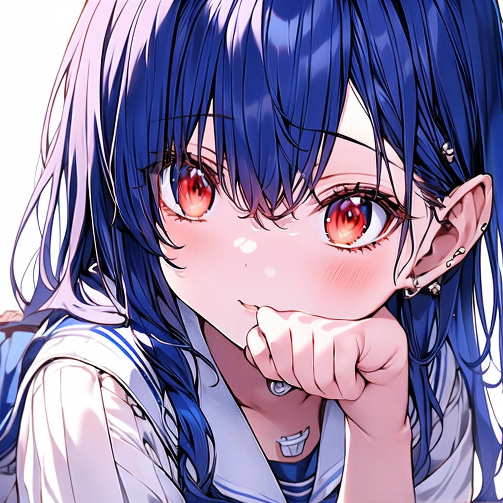 masutepiece++, Best Quality++, ultra-definition++, ultra-definition++, rey tracing, 4K or more++, 8K or more++, Slight details, (Background Focus )++,Young woman with golden laurel wreath, (((Ultramarine hair))), (((White dip dyed hair))), (((red streaked hair))),sailor,Sailor collar,White shirt, skirt by the,anchor,