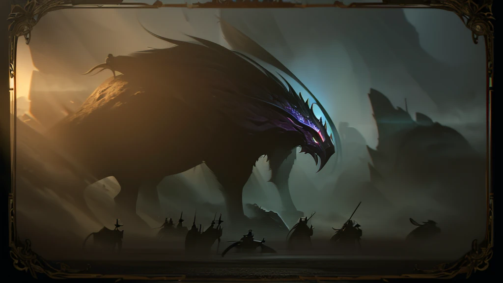 a group of rpg adventurers hunting a fantastical medieval creature, rpg, 4k, cinematic, frame, trailer, film, highly detailed, intricate, epic scale, dramatic lighting, dynamic pose, photorealistic, lush environment, fantasy elements, medieval architecture, rich colors, volumetric fog, dramatic shadows, cinematic angle, heroic characters, sense of wonder, immersive atmosphere, cinematic composition