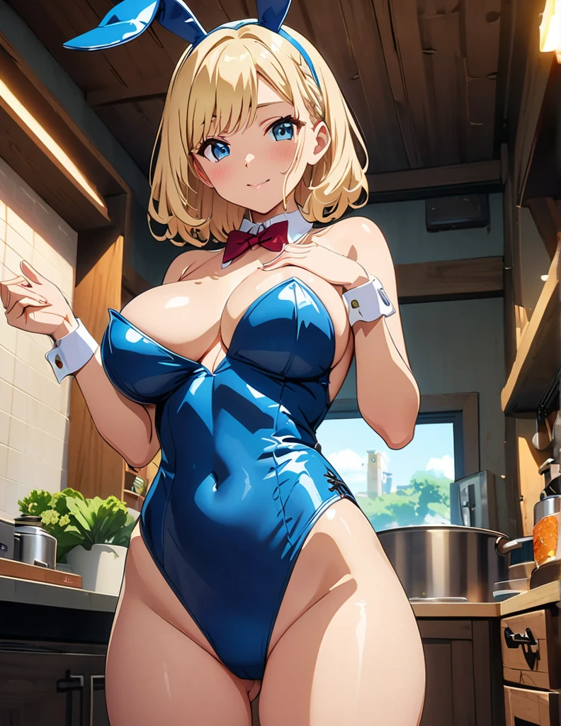 (anime artwork, anime style, studio anime, very detailed, up to date, vibrant, Anime Coloring, high contrast, masterpiece:1.2, best quality, best aesthetics),2 girl, Medium chest, A glimpse of thighs,random hair, One eye is hidden by the bangs, perfect proportions, high detail skin, Cute, detailed faces,kitchen, precise fingers, large breasts,bar,playboy bunny,nsfw,