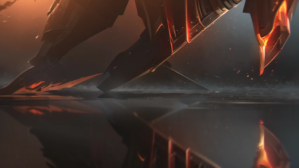 a close-up shot of a puddle of water reflecting a medieval war with fire, rpg style, 4k cinematic flame trailer film, highly detailed, dramatic lighting, realistic medieval weapons and armor, intense battle scene, fiery explosions, glowing embers, moody color palette, volumetric fog, dynamic camera angles, cinematic composition