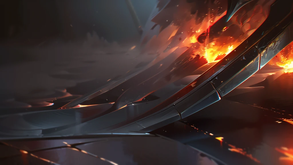 a close-up shot of a puddle of water reflecting a medieval war with fire, rpg style, 4k cinematic flame trailer film, highly detailed, dramatic lighting, realistic medieval weapons and armor, intense battle scene, fiery explosions, glowing embers, moody color palette, volumetric fog, dynamic camera angles, cinematic composition