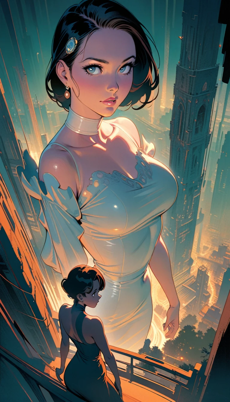 ((best quality)) , ((masterpiece)) , (detailed),illustration art by Dave Stevens and Lillian Bassman, Graceful (Man:1.2) , Multicolor hair styled as Caesar cut, Comic books, graphic novels, retro style, pin-up art, Fashion and art,elegant and sophisticated, innovative use of light and shadow, capturing the glamour of mid-20th century fashion, portrait art by Mary Cassatt, glossy, ambient, complex, full color, fine artistic composition, enchanted,(((full-body)))