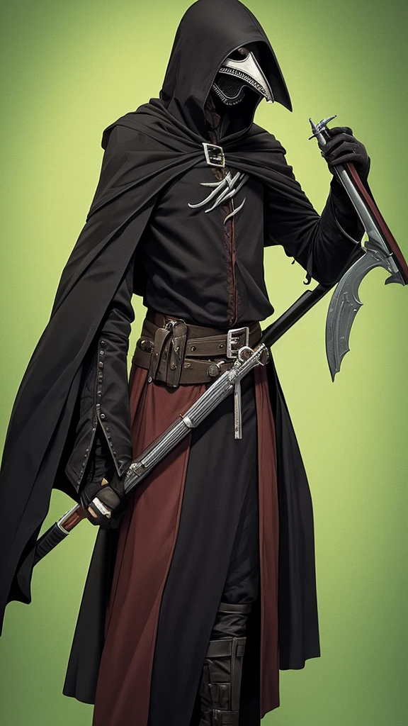 elf, dressed as a plague doctor aiming his rifle 