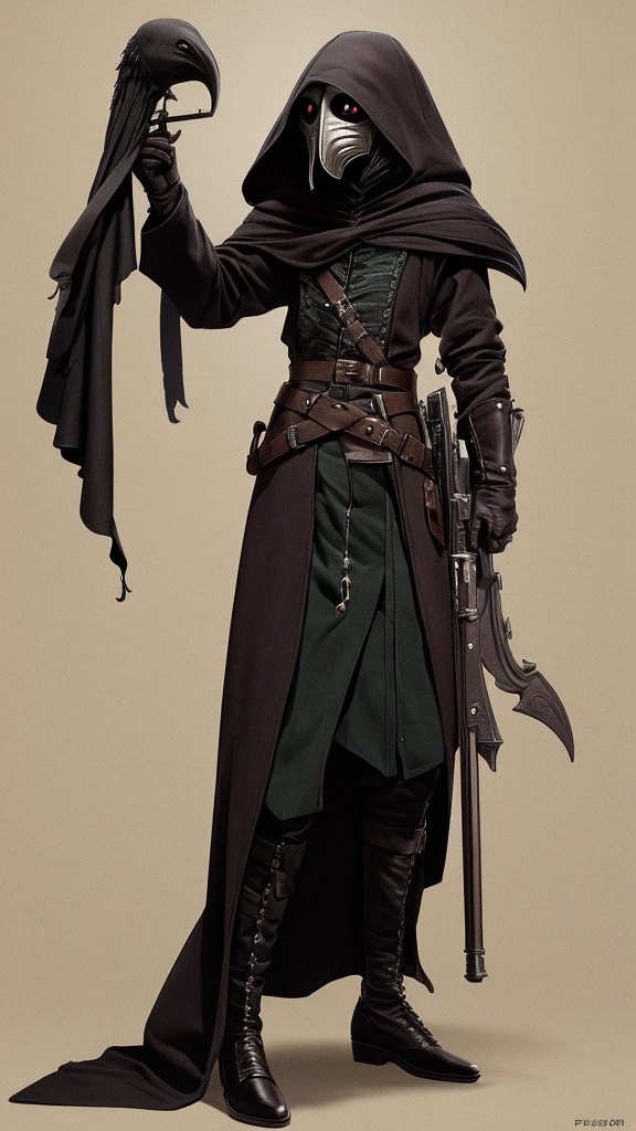 elf, dressed as a plague doctor aiming his rifle