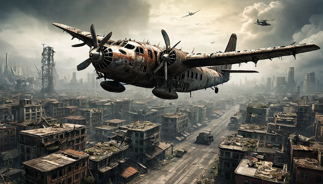 post apocalyptic city plane