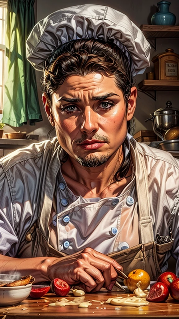 A beautiful woman working in the kitchen
