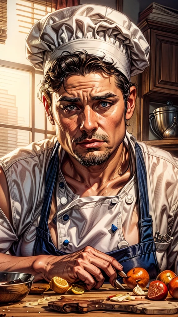 A beautiful woman working in the kitchen