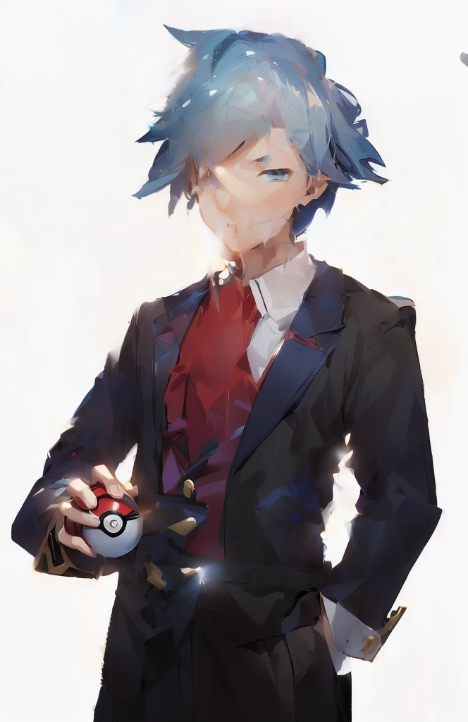 穿西裝的man,man,man , Holding POKEBALL in hand,animated cartoon man,Pokémon,pokemon anime,Smooth anime CG art, Style Art, Realistic anime art style, Extremely detailed artger, cartoon,super high quality, 8k, RAW photos, actual