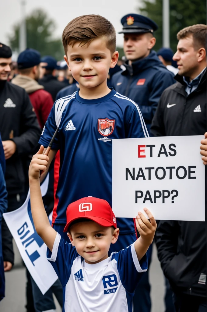 ??? holding a sign "Mateusz Zapala" while holding a nr 1 trophy
