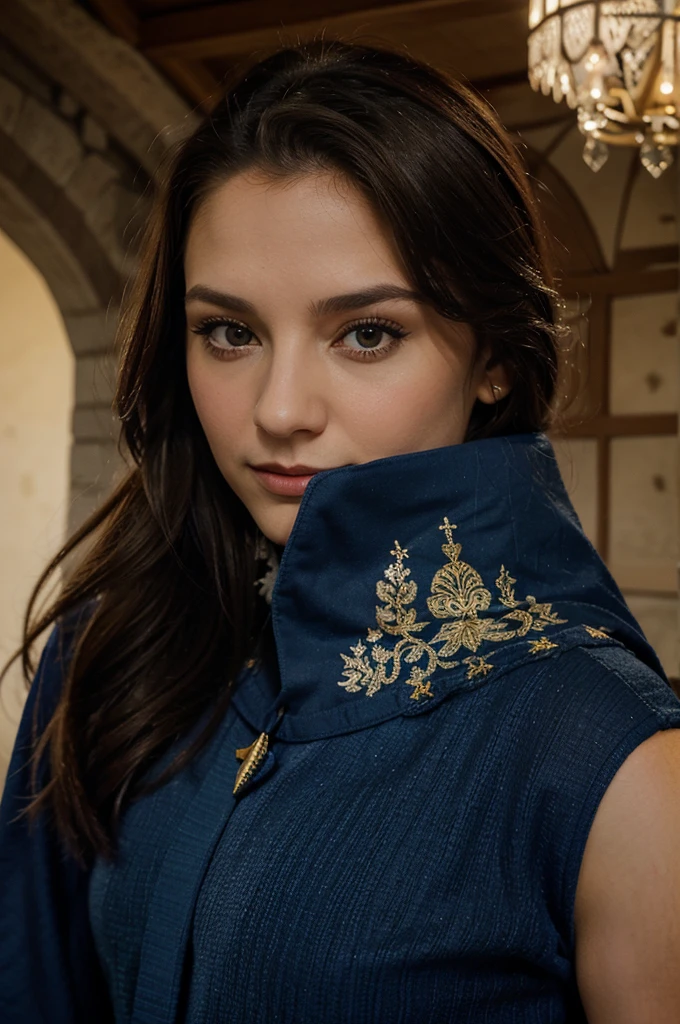 drapeau slovaquie, belle femme, ((à Bratislava)), smirk, robe traditionel, ((devant le chateau de Bratislava)), jolie visage