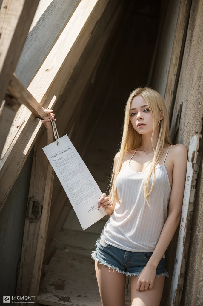 work of art, best qualityer, illustrphiion, sketch, height chart, 1 girl, trunk, holding sign, looking phi viewer, long blonde hair messed up, narrow blue eyes, prison clothes, striped shirt
best qualityer, work of art, gazing_phi_viewer, in the shape of a cross_aluphis, high resolution, ray of sunlight, standing alone, 1 girl, offwhite_camisole, might_\(chainsawman_naughty man\)