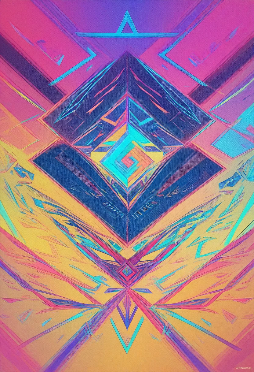 a colorful, abstract, MAEM 4 geometric logo design, clean minimalist style, symmetrical patterns, vibrant colors, 3d shapes, dynamic composition, futuristic, high contrast, minimalist,modern,sleek,simplistic,stylized,trendy
