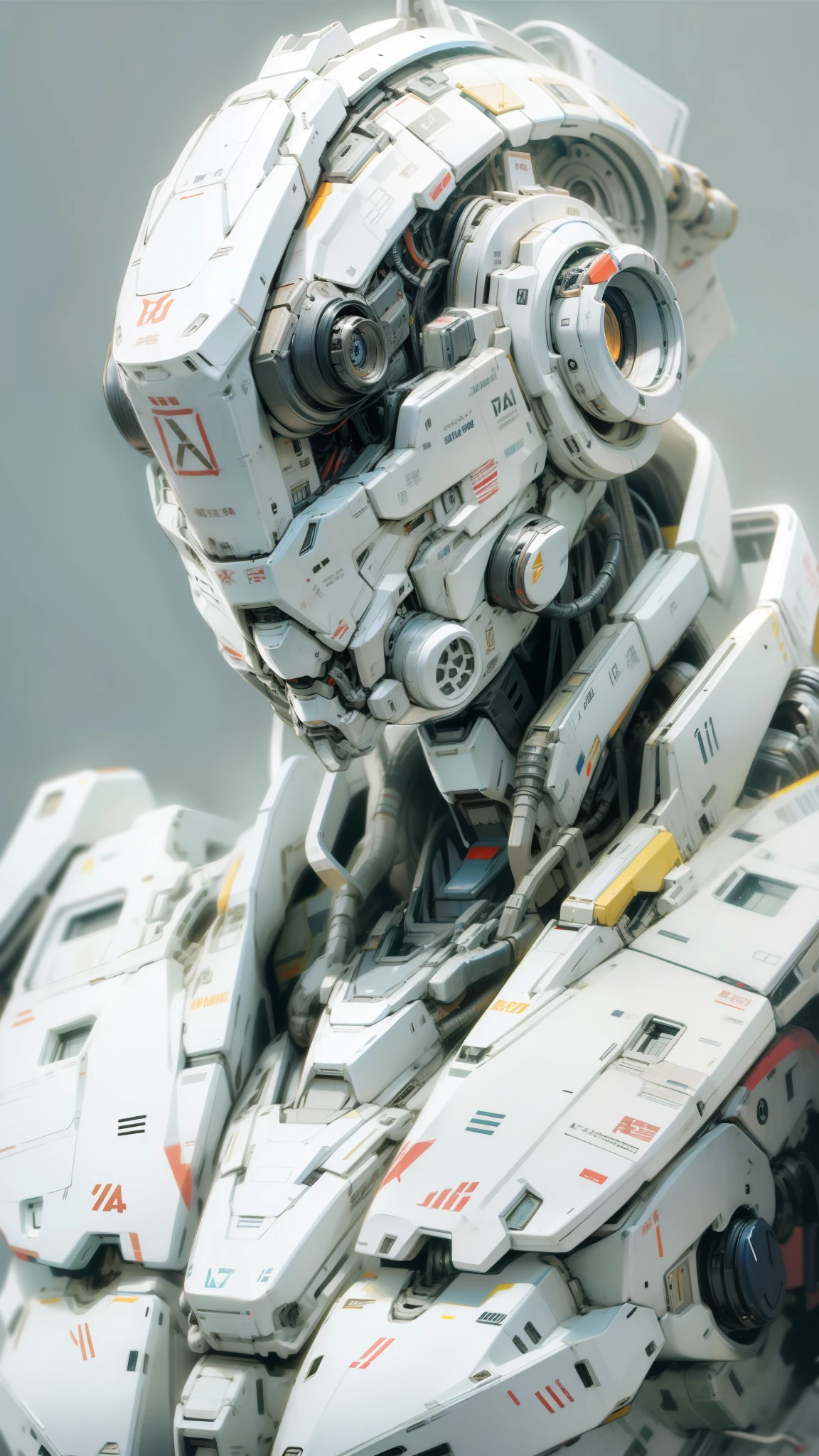 White Robot、Exposed cockpit、Simple Background
