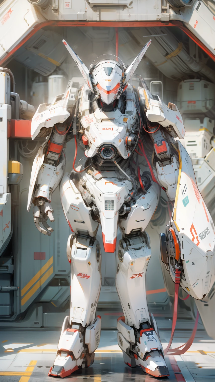 White Robot、Exposed cockpit、Simple Background