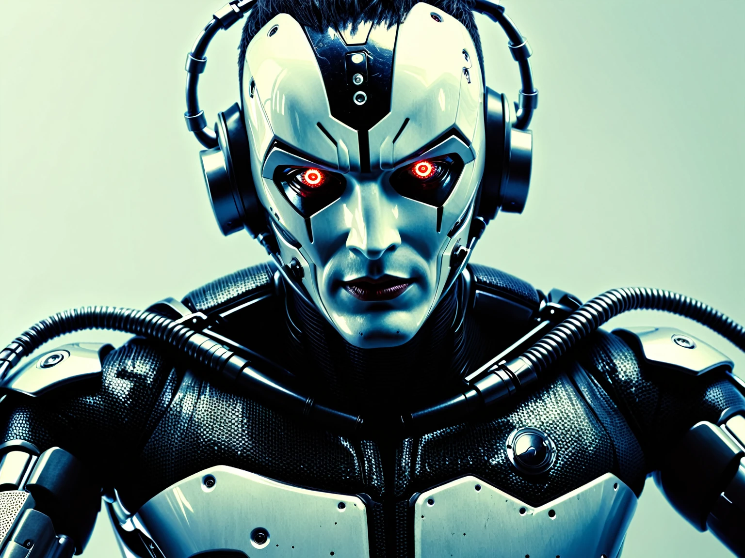 Make him a cruel and terrifying cyborg man