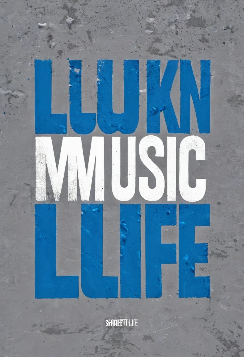 a close up of a blue and white text on a gray background, a screenprint inspired by Dan Luvisi, shutterstock, graffiti, music is life, liflike, life like, loud music, live, uploaded, loud, true life, true to life, lived in, 🪔 🎨;🌞🌄, life-like, living the good life