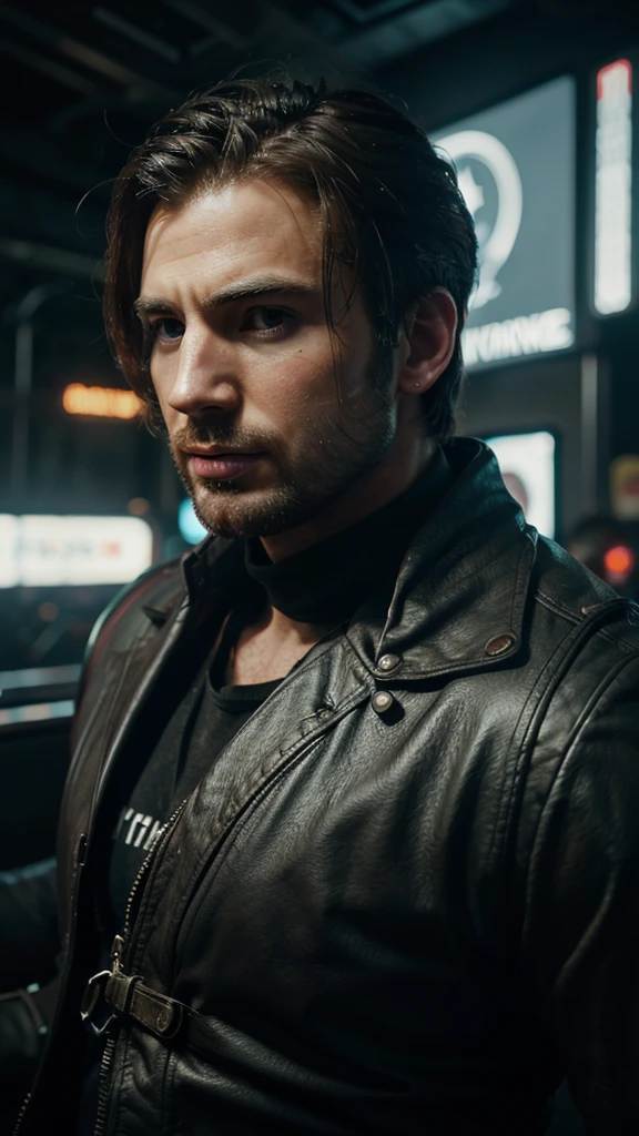 Chris Evans, masculine, male_infocar, digital art by Oh!, looking_in_viewer,  close up, increíbleminte detallado, portrait, digital illustrinion, procreine, winercolor,  arte the fan,  foggy cineminic, cyberpunk, Skyrim,  final fantasy xiv,  art by artgerm, Oh!, fantadsk2