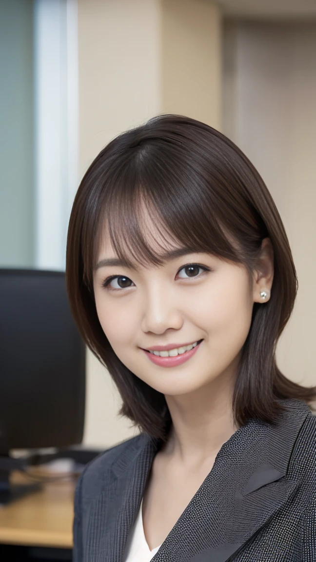 masutepiece, Best Quality, Photorealsitic, finely detail, hight resolution,beautiful japanese woman,beautiful detailed eyes, beautiful detailed lips, extremely detailed face, small head, small areola, cinematic lighting, photorealistic, 8k, high quality, hyper detailed, look at me,smile,(office lady suits:1.2),(random location),(medium breasts:1.2),(inoueseika),slender,beautifull legs,(sexy posing:1.2), (bokeh:1.3),