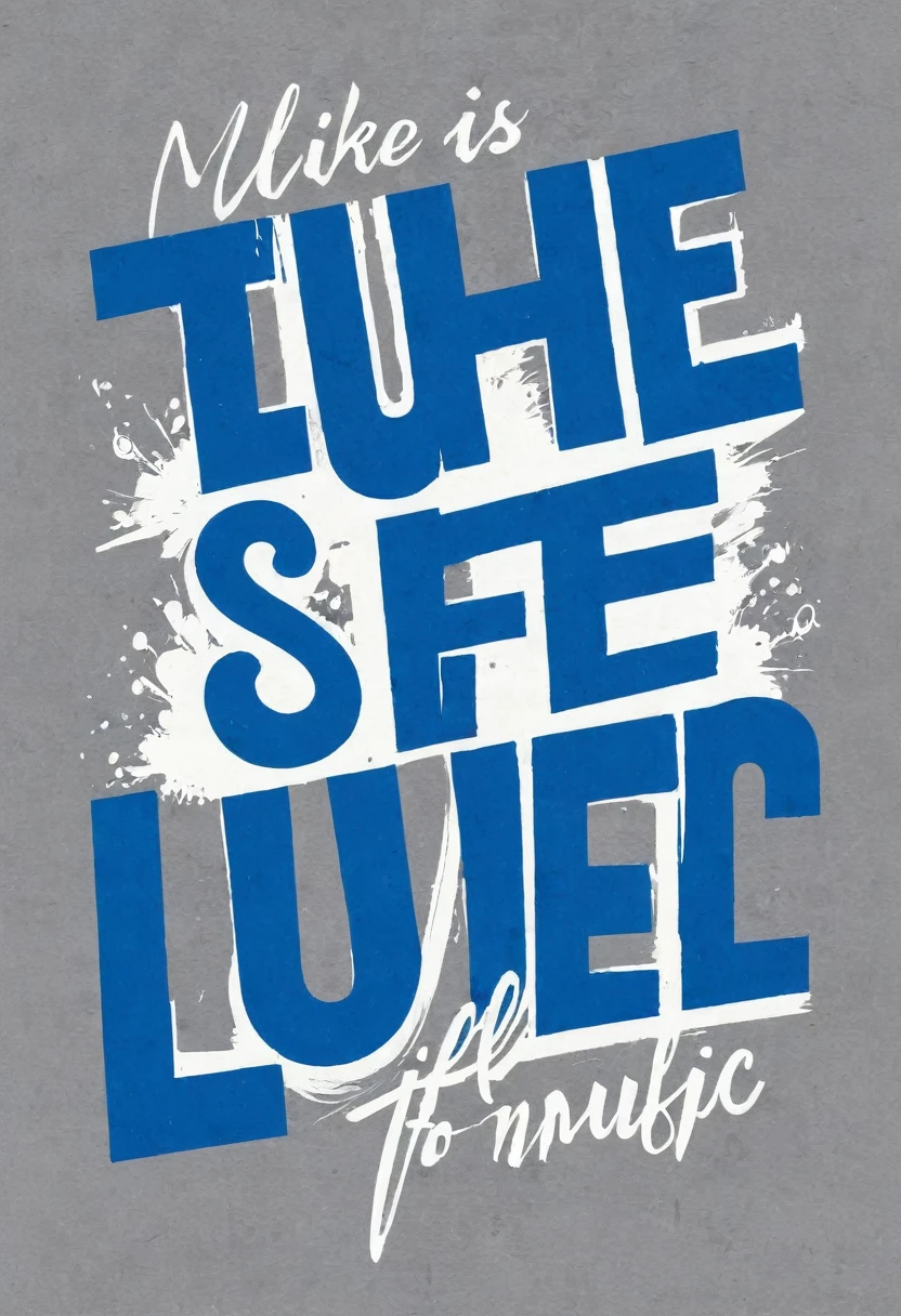 a close up of a blue and white text on a gray background, a screenprint inspired by Dan Luvisi, shutterstock, graffiti, music is life, liflike, life like, loud music, live, uploaded, loud, true life, true to life, lived in, 🪔 🎨;🌞🌄, life-like, living the good life