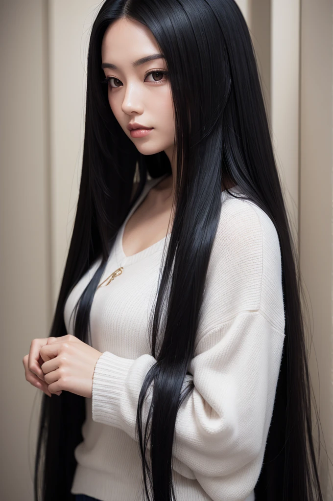 Woman with long black hair