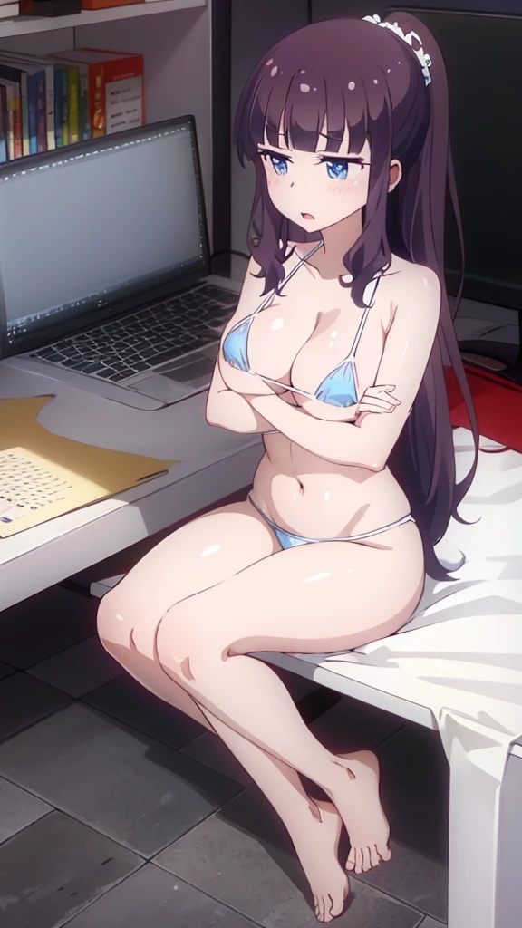 nsfw,bukkake,bed room,steam,cum on breast,cum on hair,cum on feet,cum on clothes,excessive cum,medium breasts,white micro bikini,