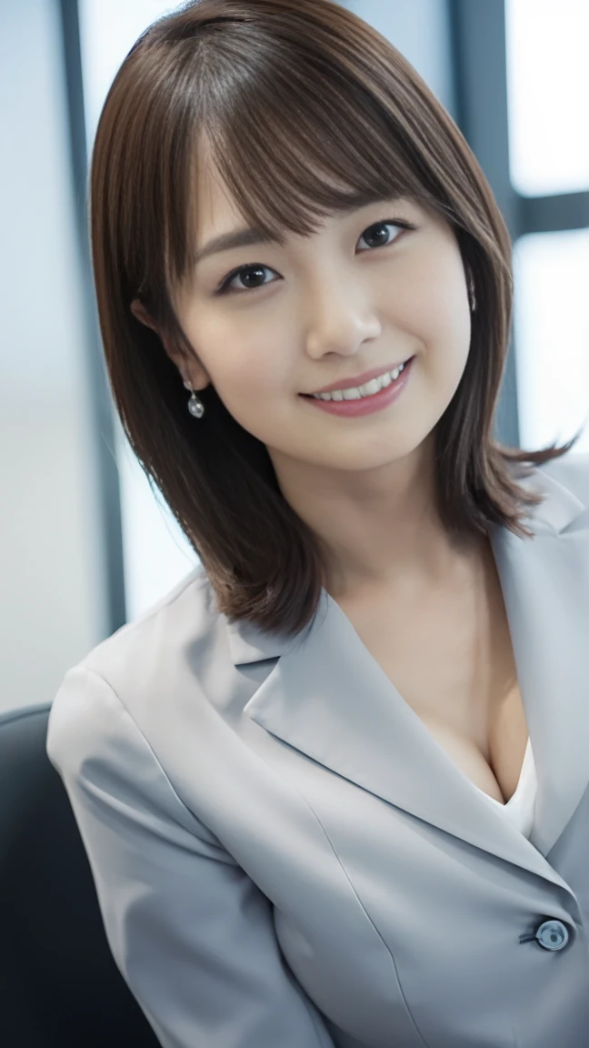 masutepiece, Best Quality, Photorealsitic, finely detail, hight resolution,beautiful japanese woman,beautiful detailed eyes, beautiful detailed lips, extremely detailed face, small head, small areola, cinematic lighting, photorealistic, 8k, high quality, hyper detailed, look at me,smile,(office lady suits:1.2),(random location),(medium breasts:1.2),(inoueseika),slender,beautifull legs,(sexy posing:1.2), (bokeh:1.3),