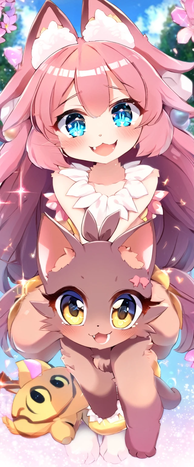 Highest quality、Great quality、16K、alone、fluffy、Furry、 A sparkling fantasy world where super cute beast girls jump around happily、cat beastman、Cat-like pupils、Vertical pupil、Cat Ears、Cat's lower body、Cat's legs、Reverse jointed feet、The jointed hind leg of an animal、covered in fur up to the waist、Completely naked、Long, saggy small breasts、Long Breasts、Saggy breasts、Huge nipples、Upturned nipples、Wide-open legs、fertilized egg cell、Sperm crowding around the egg、Obtaining sperm、Giant sperm、Enlarged labia、Love juice overflowing from the vaginal opening
