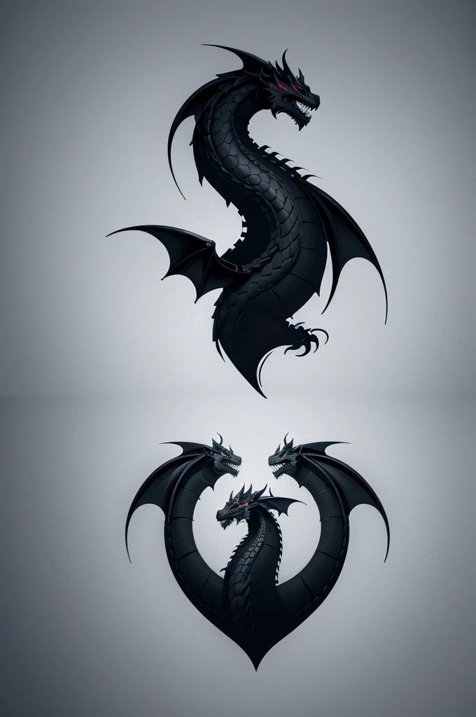 Create a minimalist logo with the shape of a dragon and black and gray colors
