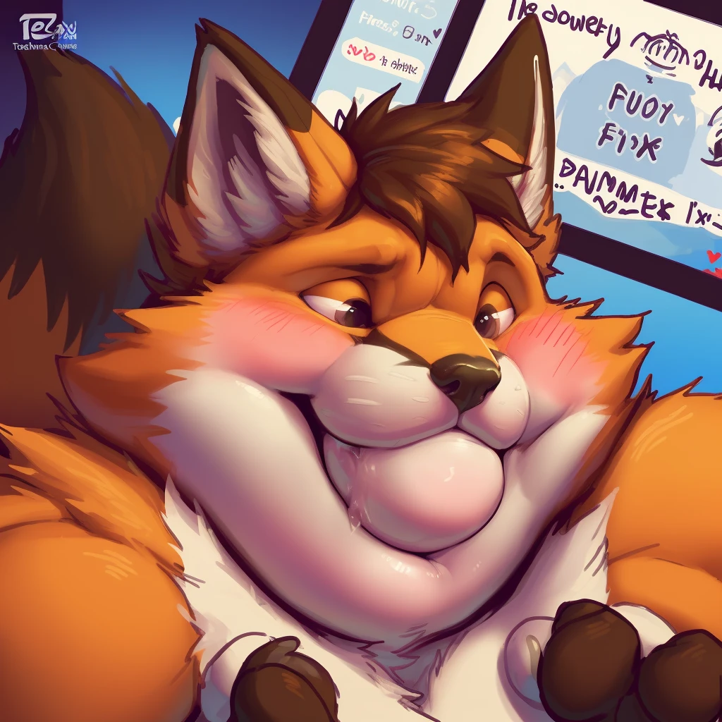 ((fox face close to the screen)), (((fox face full screen))), (((blush horney face))), (cheeks inflated), by thesecretcave, by ifus, by zackary911, [by braeburned], [by chunie], fox ,male, nsfw, (thick cheeks)