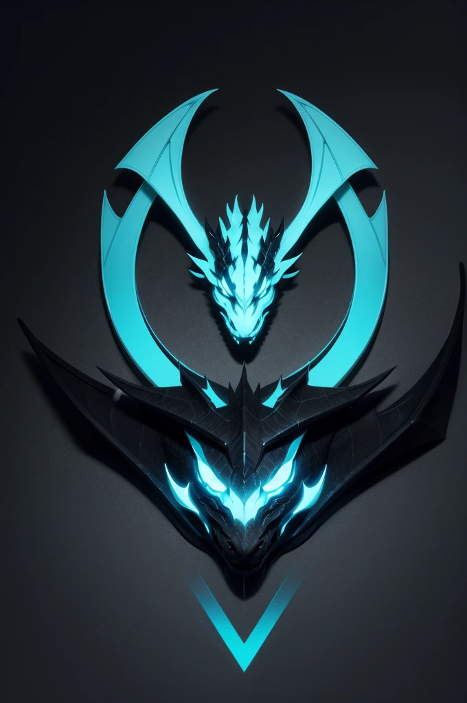 generate a minimalist logo, with a dragon in the middle, with the word "verudora", and with colors like black, cyan blue, light and dark gray