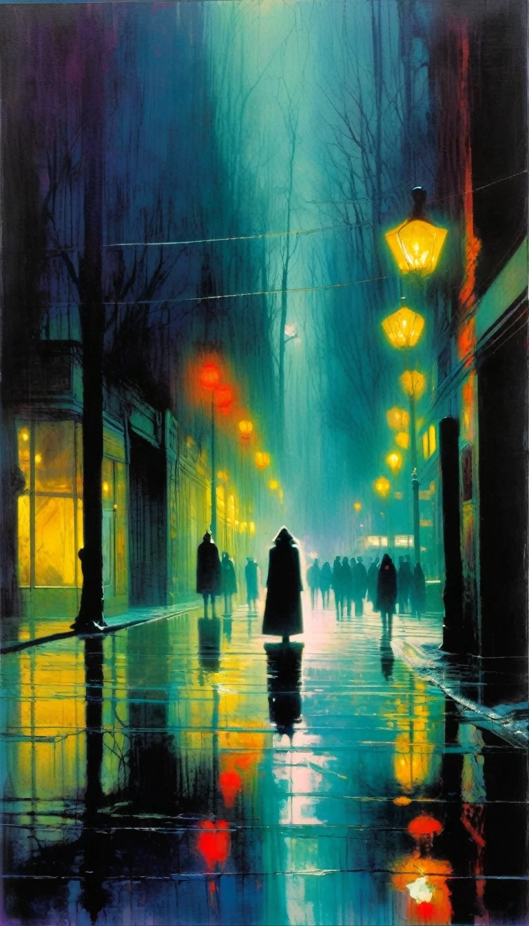reflections, horror, breakage, sadness, loneliness,(art inspired by Bill Sienkiewicz). oil painting)