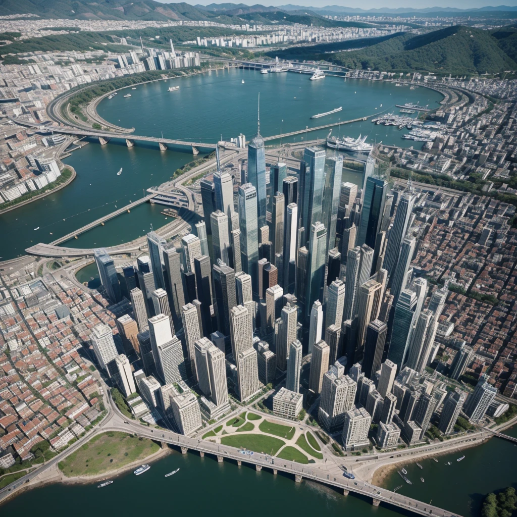 Make a charming city in high definition, act as if she were being seen from above .