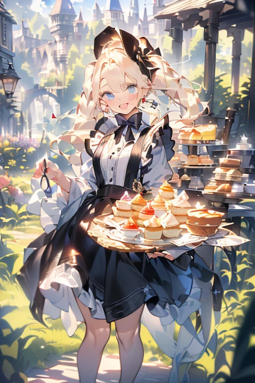 (perky chest:1.2), (pointed chest:1.2),(((Black Tunic:1.3))),(((cakes and bread in the basket),Cute and beautiful girl,Cute round face,Cute smile,with blush cheeks,Red Lip,a girl 22 years old, nsfw:1.2, beautiful body:1.3), shinny skin, BREAK, ((alice in the wonderland:1.3, cute, kawaii, lovely, funny, a girl falling down from sky:1.3, girl flying in sky:1.2, girl floating in air:1.3, rolling upskirt by wind:1.5, (with sparkling eyes and a contagious smile),open mouth, Looking at Viewer, surprised, putting hands on crotch over the skirts:1.35)), BREAK, ((floating things as follows:1.3, PlayingCards, Trump, tea cup, tea pot, tea spoons, pocket watch:1.3, lip sticks, candies:1.2, cookies, jam bottles, classical door_keys)), ((long purply_Blue dress :1.5, wearing long flaired skirt:1.3, the skirt is blowing:1.3, cute White Apron, black stockingedium long platinum-blonde hair:1.2, twin tail hair:1.6, tied hair with a large ribbon), (Blue eyes, bright pupils with highlights, detailed eyes), (lying down on your back:0.7, spreading legs with rising up straight:0.7), sexy posture, fantastic colorful art, (fantasy art:1.2, wondered images), ((correct anatomy:1.5, perfect anatomy:1.3, correct hand, small foot:1.2)),
