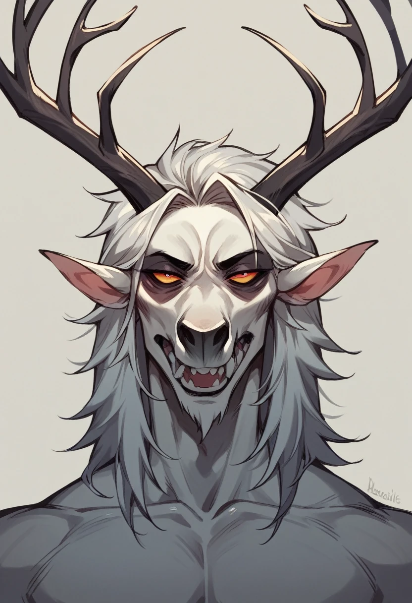 Close-up of Human Face in Absolute Terror Looking at Wendigo