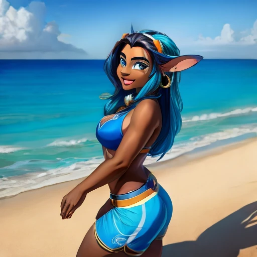 Naked Nessa facesitting on a tanned boy