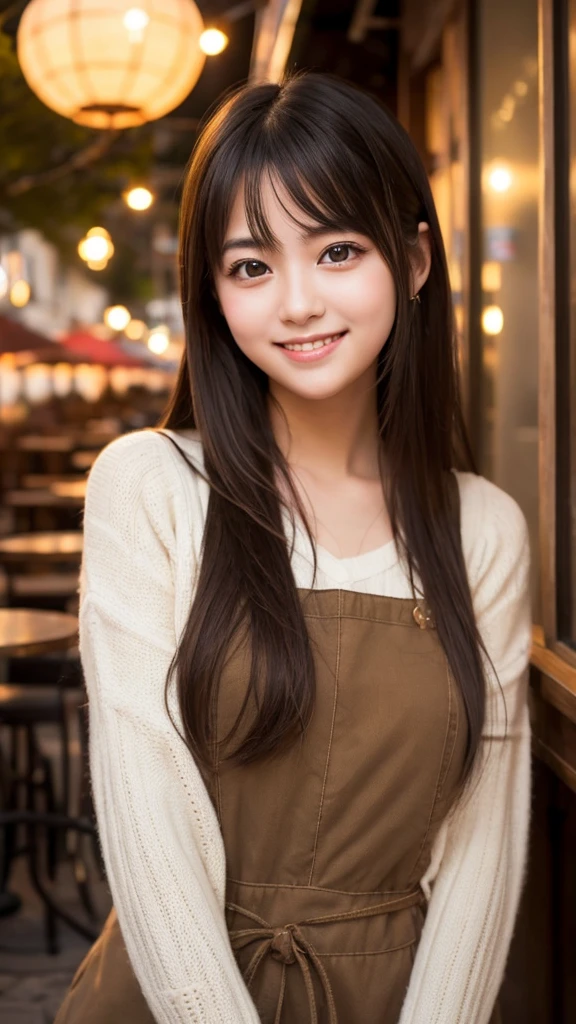 Cute girl working at a cafe terrace Japanese 19age
Professional Lighting Digital SLR Beautiful and elaborate face Perfect and beautiful face Big eyes Smile