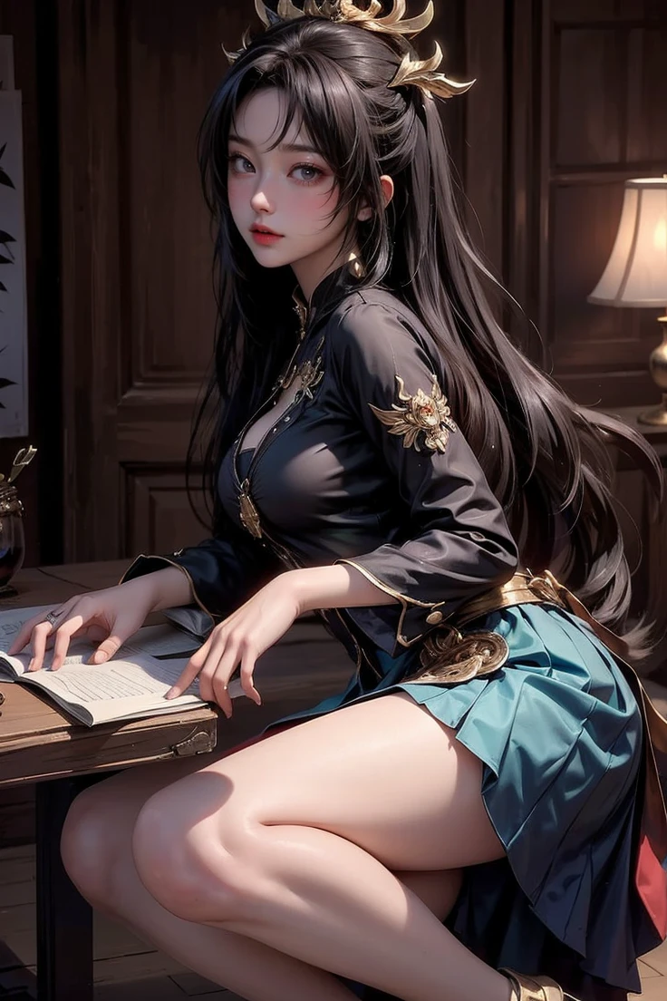 (masterpiece), (best quality), (ultra detailed),(illustration), (1girl),looking at viewer, (interview),beautiful detailed eyes, delicate beautiful face, Floating,(high saturation),(shining), breast, yaohu,Dharma ball, fox ear, fox girl, crossed legs, thigh