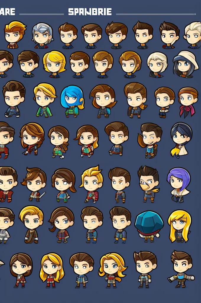 Sprites for mobile game for  of the main character. Cartoon style. Human.