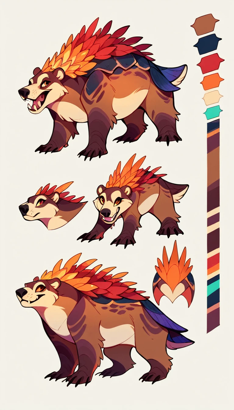 Large Bear Like Creature with large crystals forming a turtle like shell atop it's back, fantasy carnivore, fantasy Fauna, imaginative wildlife, concept art, (creature design sheet, multiple views, poses for reference)