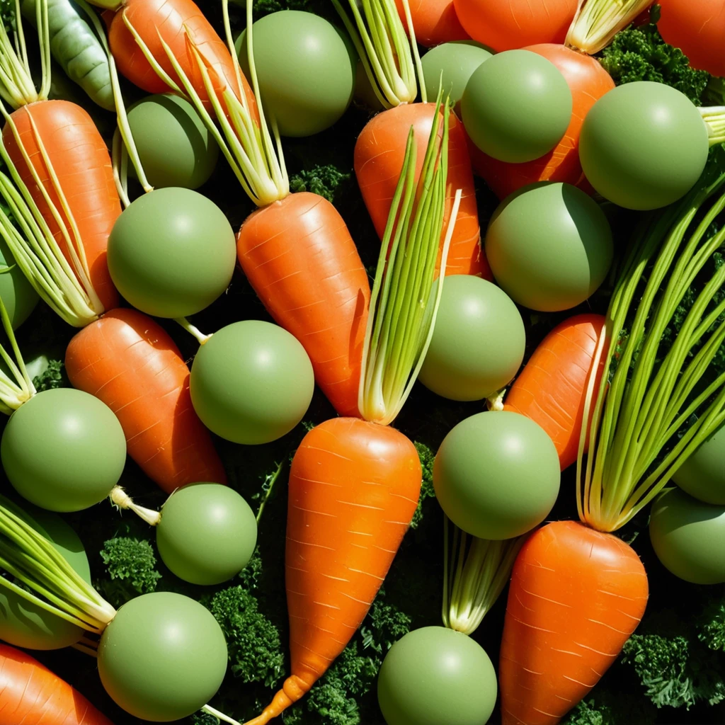 carrot, cartoon, anime, Carrots with eyes, salted carrots, main carrot, vegetableь, brightness, Style Comics, vegetable balloons, woodlice, beautiful carrots in the garden, balloons, plants, flowers, vegetable, vegetable balls, balls, excellent HD quality, comics, cartoonВысокое разрешение, masterpiece, accuracy, accuracy, Best quality, in detail, high detail, high quality, very detailed,vegetable, vegetableи, green tops, red carrots