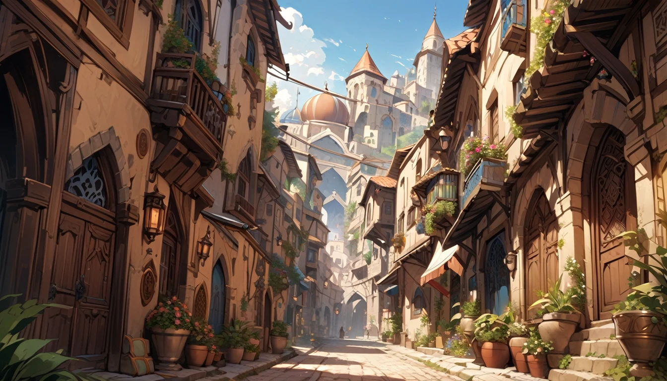 Arabian fantasy,middle ages,Town,landscape,high resolution,4K,Highest quality,masterpiece,alley
