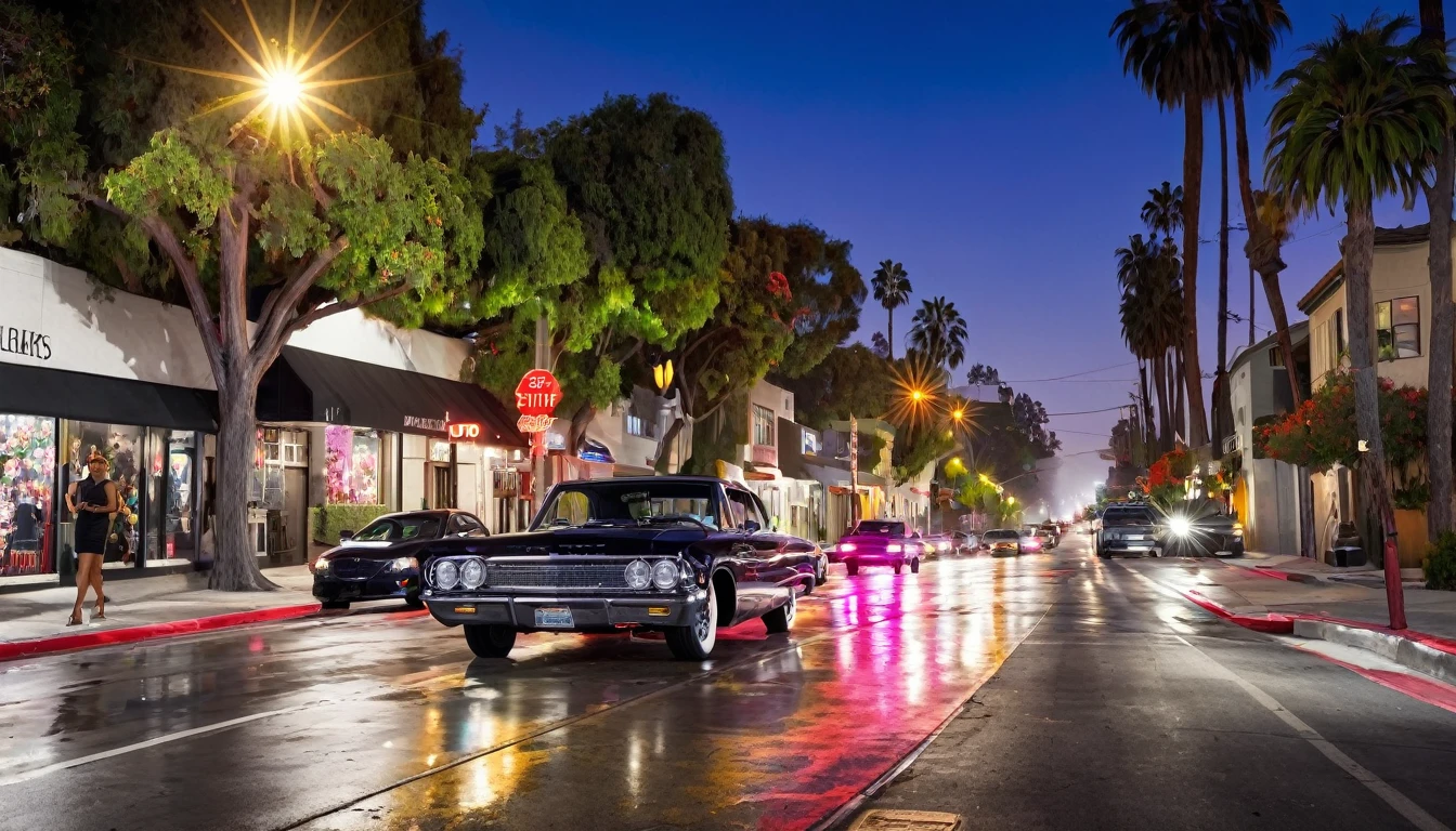 glamorous glossy Los Angeles street
